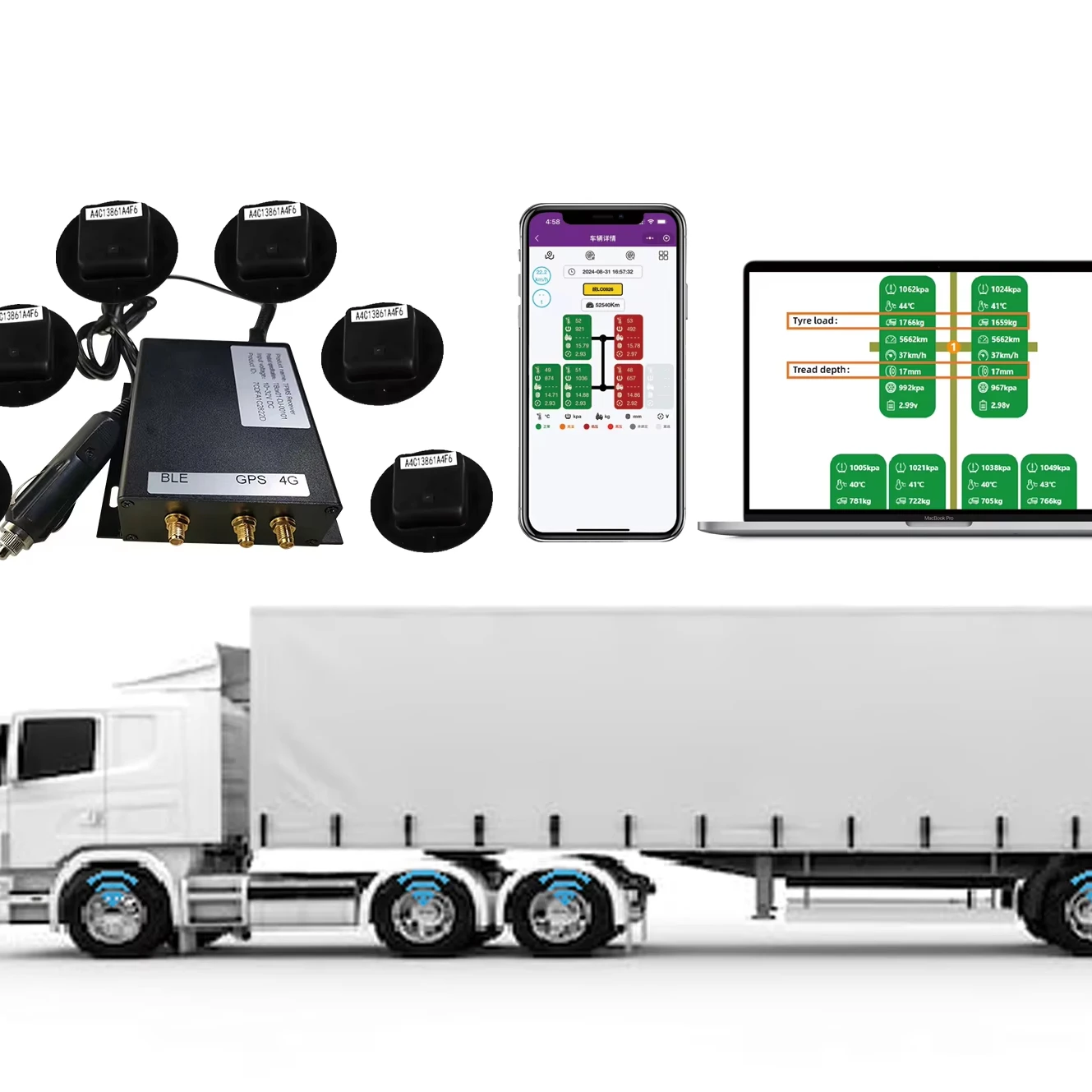 

Real-Time Tracking Truck Tire Pressure Monitoring System with 5V Battery Tester 1-Year Warranty