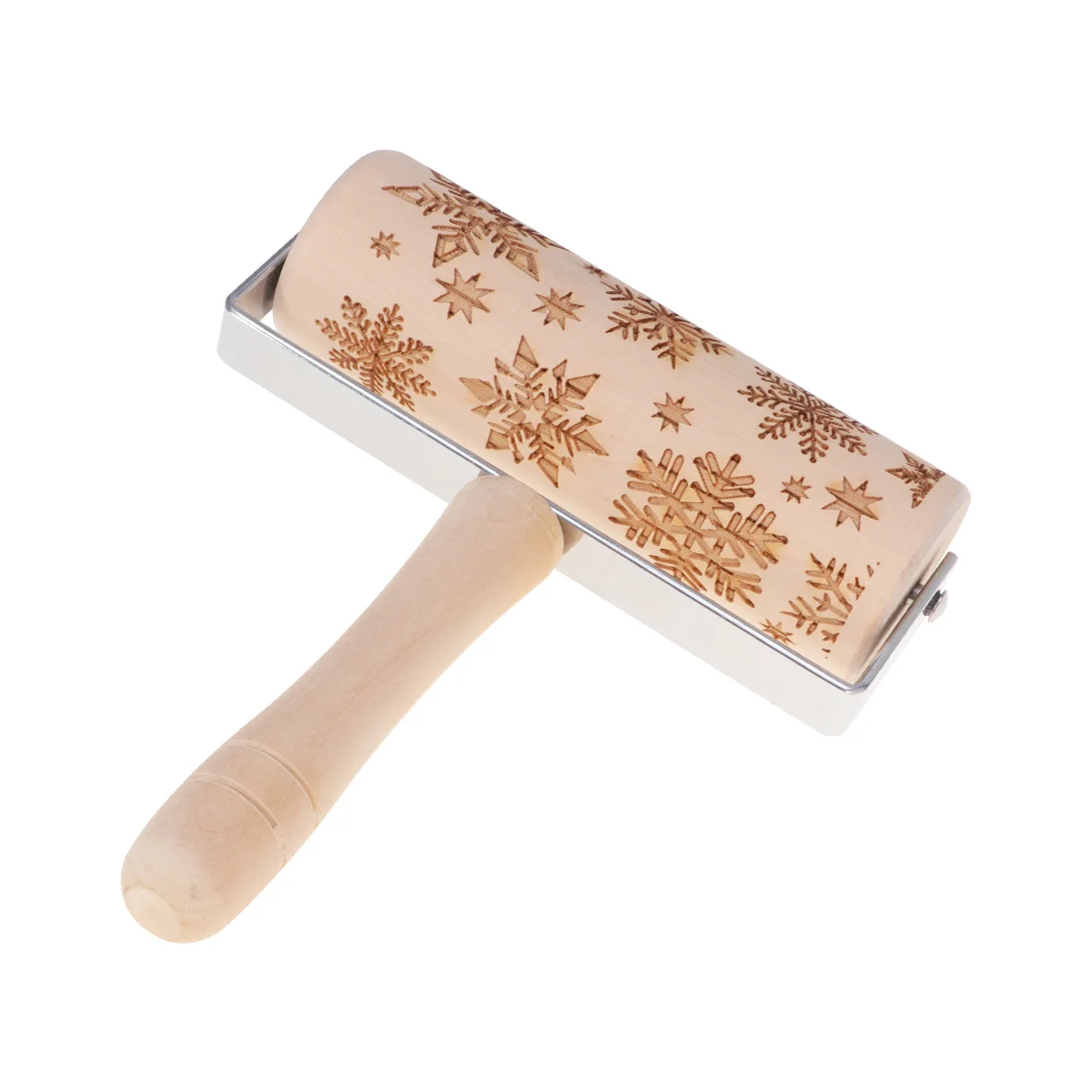 Kerstgravure Sneeuwvlok Houten Deegroller voor Bakken Embossing Fondant Marsepein DIY Koken Ambachtelijke Projecten