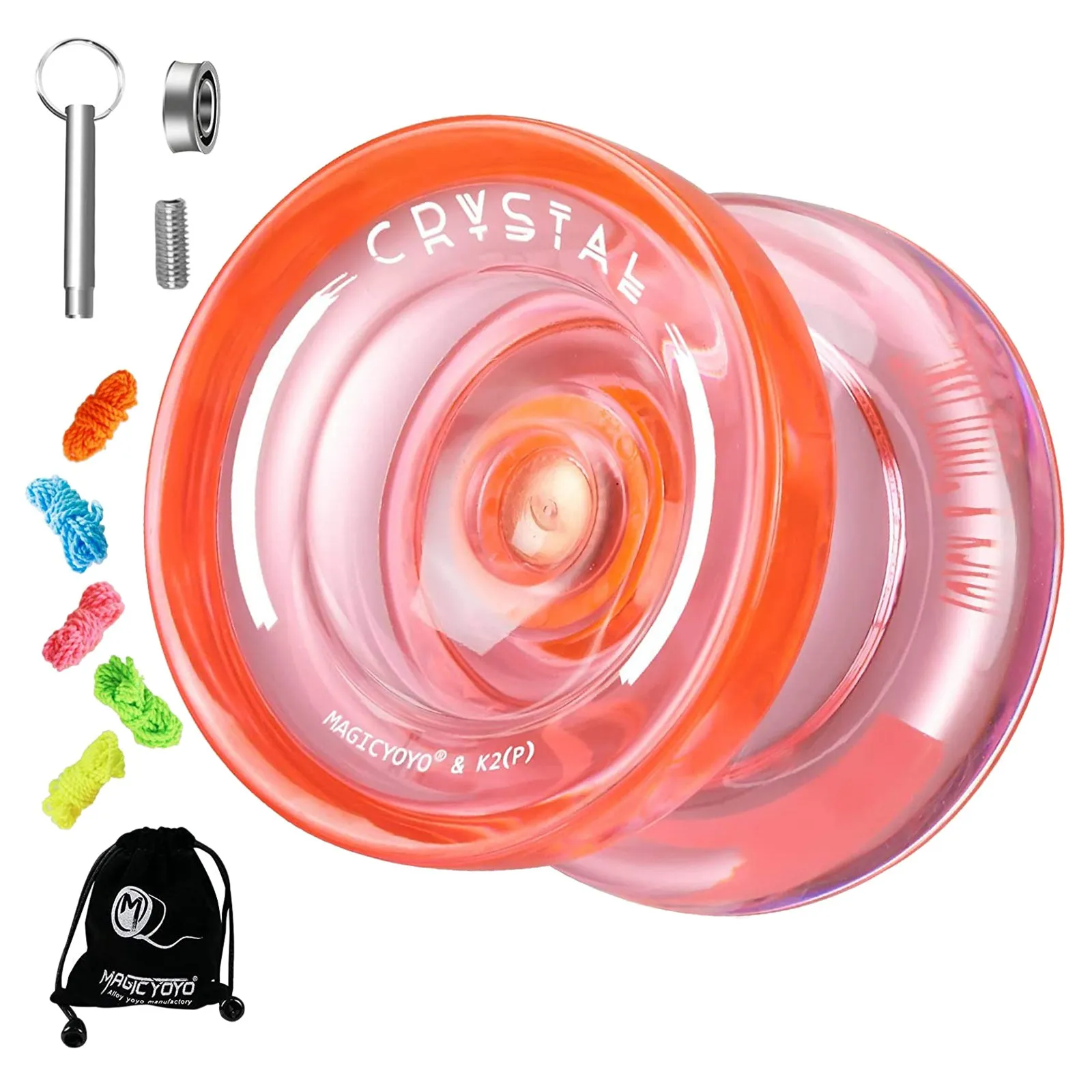 K2 Plus Crystal Responsive Yoyo,Dual Yo-Yo with Replacement Unresponsive for Intermediate,Orange