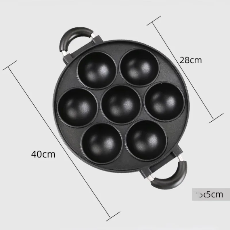 7 Hole Cooking Cake Pan Cast Iron Omelette Pan Non-Stick Cooking Pot Breakfast Egg Cooker Cake Mold Kitchen Cookware Kitchenware