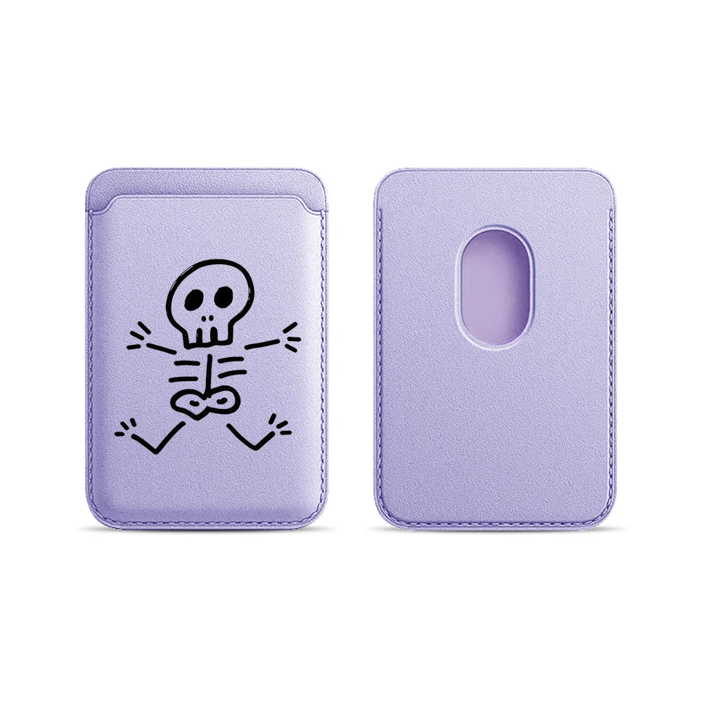 Künstlerische Totenkopf-Leder-Kartenhülle für Magnetische Hüllen, Geeignet für alle iPhones, für Magsafe-Karten-Handytasche – Detail 8