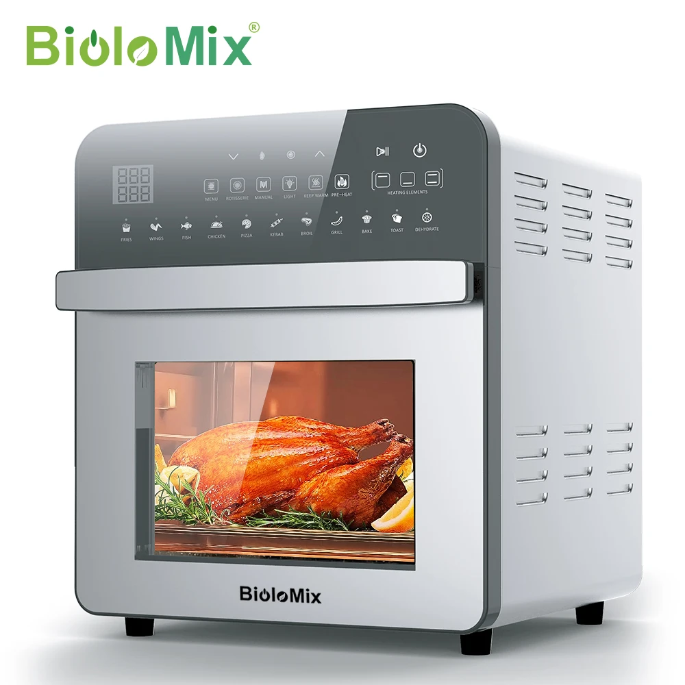 

BioloMix 15L 1700W Dual Heating Air Fryer Oven Toaster Rotisserie and Dehydrator 11-in-1 Countertop Stainless Steel Oven 2022