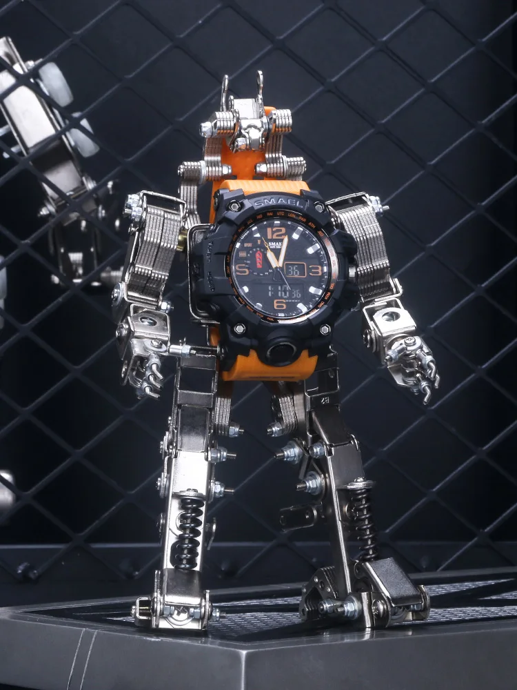 Mechanical Metal Model Assembly Creative Watch Stand 3D DIY Building Blocks Robot Handicraft Desktop Decoration Birthday Gift