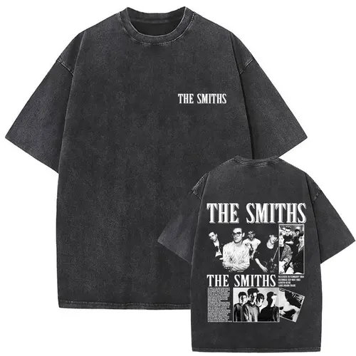 Imagen 2 del producto Banda de Rock británica The Smiths The Queen Is Dead, camiseta lavada Retro con gato divertido, camiseta Indie Morrissey alternativa de los años 80, Unisex