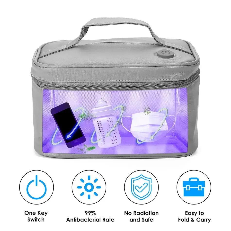 UV Disinfection Bag Ozone Lamp Double Sterilization Bag UVC USB Interface Ultraviolet Sterilizer Bag for Toothbrush Bottle Wear