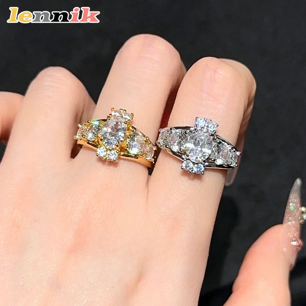 LENNIK Heißer Verkauf frauen Schmuck, Schwimmende Licht Goldene Taube Ei Edelstein Ring, Bankett High-end, diamant-set Spitze Girlande Zirkon Ring