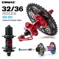 Buje de Bicicleta TANKE MTB 120 Click Hub 6 NBK con Rodamientos, Delantero y Trasero, 32/36 Agujeros, Freno de Disco QR, Cubo de Bicicleta Silencioso, Buje HG de 6 Trinquetes