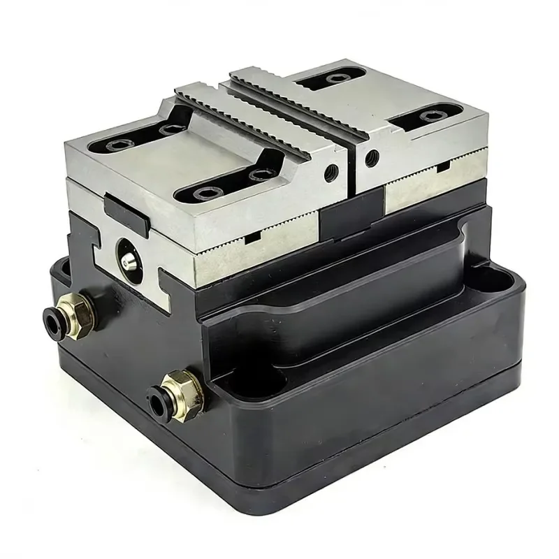 5-Axis Precision Pneumatic Self Centering Vise | Hydraulic Pressure-Retaining Concentric Clamping Steel Vise for CNC