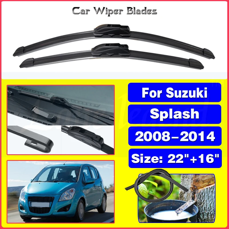 

Car Wiper For Suzuki Splash 2008 - 2014 Front Wiper Blades Soft Rubber Windscreen Wipers Windshield Auto Accessories 22"+16"