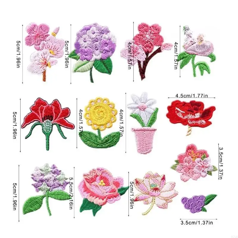 Parches apliques 97QD flores parches bordados hierro en parches coser parches