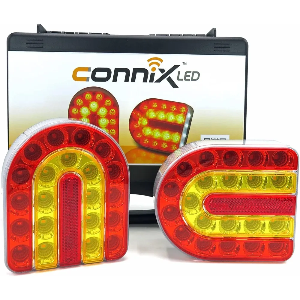 

Wireless LED Magnetic Towing Light Kit for Farm Tractor with 7 Pin Round Connector, Suitable for Baler, Wagon, Mower, and Traile