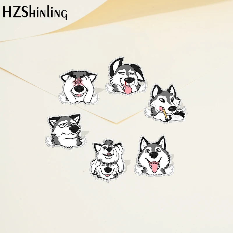 2022 Cartoon Husky Dog Pet Animal Acrylic Lapel Pin Resin Epoxy Acrylic Pins Fashion Jewelry Accessories