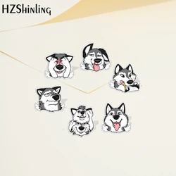 2022 Cartoon Husky Dog Pet Animal Acrylic Lapel Pin Resin Epoxy Acrylic Pins Fashion Jewelry Accessories