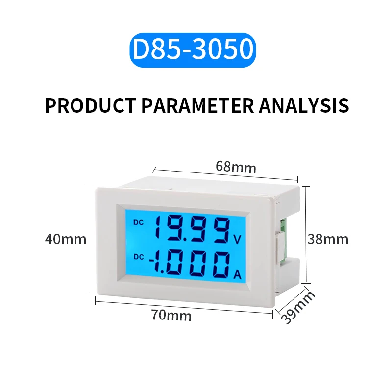 D85-3050 digital display DC voltage ammeter positive and negative detection head LCD digital dual display power supply AC220v