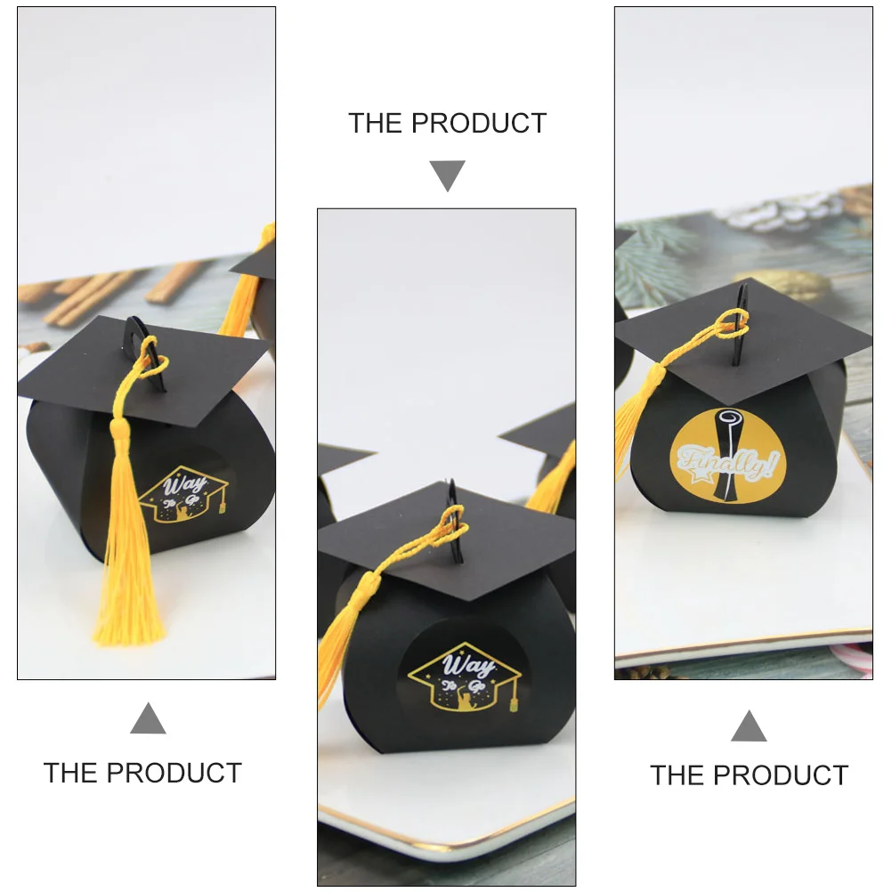 

48Pcs Graduation Gift Boxes Bachelor Hat Chocolate Storage with Cartoon Stickers for Nougat Biscuits Party Decor