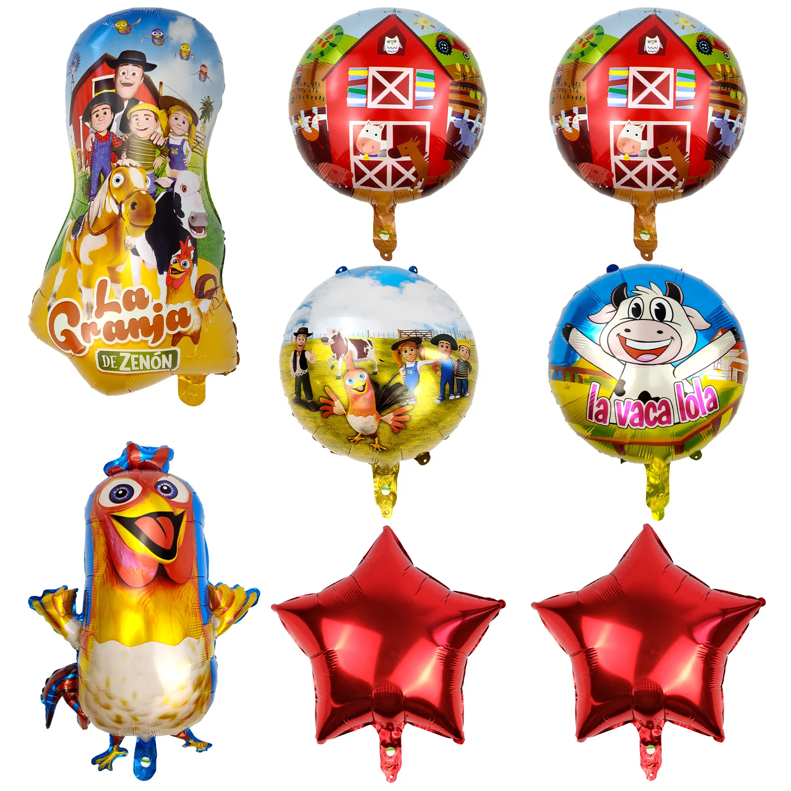 La Granja De Zenon Foil Mylar Balloons for Kids 20inch Round Farm Animals Themed Party Decoratio Party Supplies Favor（8PCS)