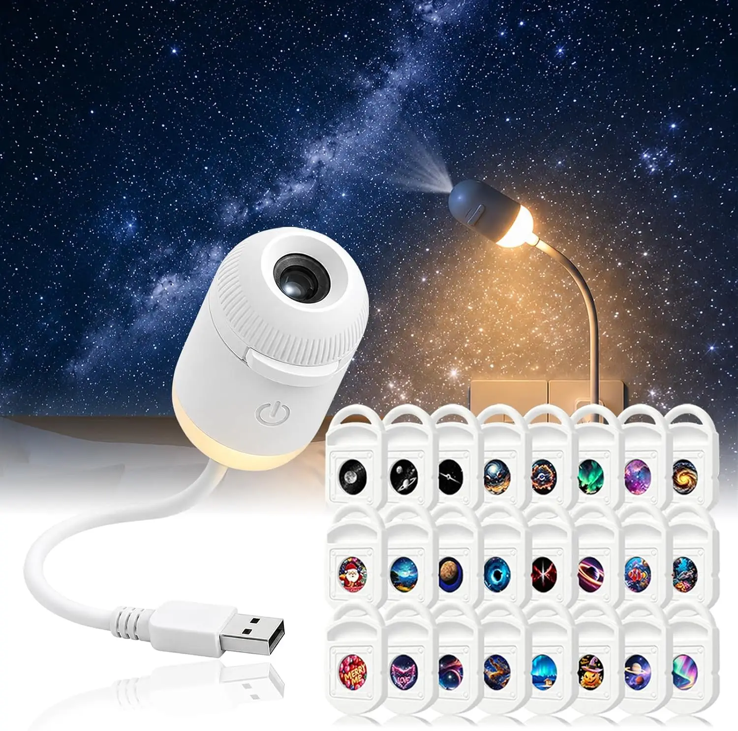 4K HD Muster USB Auto-Projektor Nachtlicht Galaxie Aurora 360 °   Einstellbare Atmosphärenlampe für Innenraum-Dekoration und als Geschenk