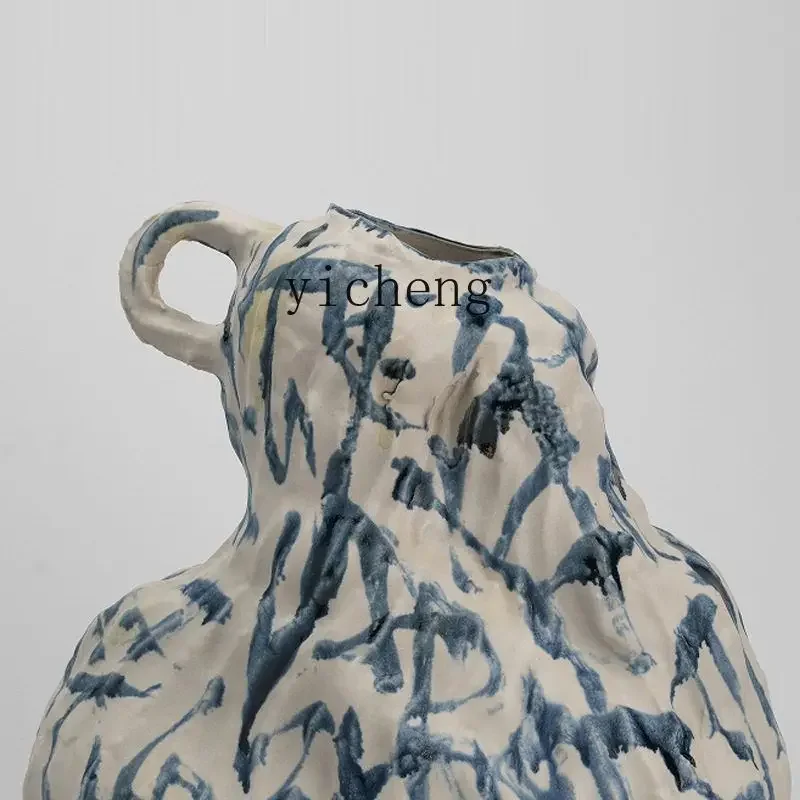 D21 Sichuan Glazed Ceramic Vase Guest Restaurant B & B Tea Room Medieval Pottery Pot Flower Ware Dining Table