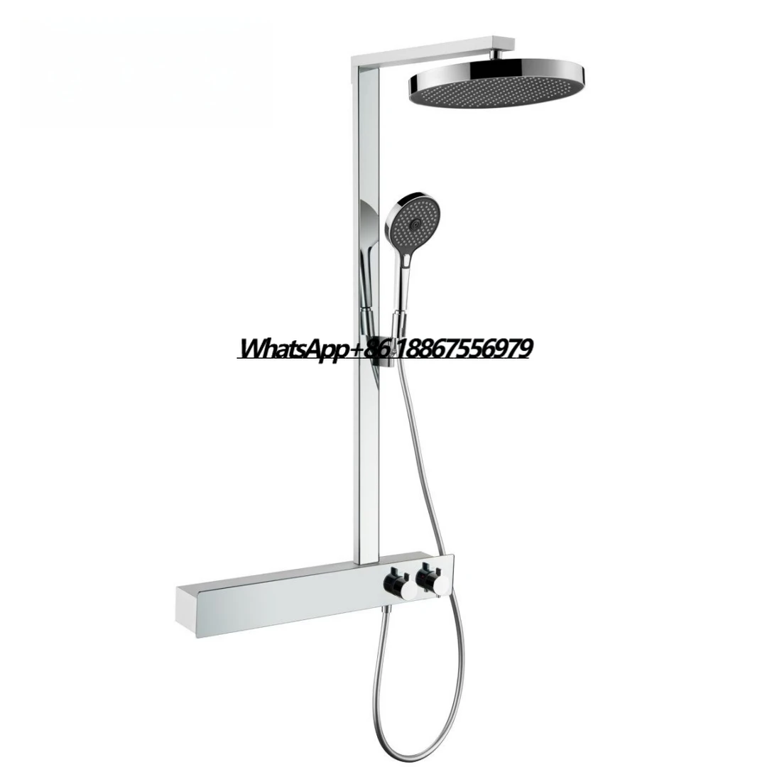 

Luxury Thermostatic Shower System Stainless Steel Copper Hot Cold Bathroom Set Rain Jet Massage Thermostatic Brass Showerhead