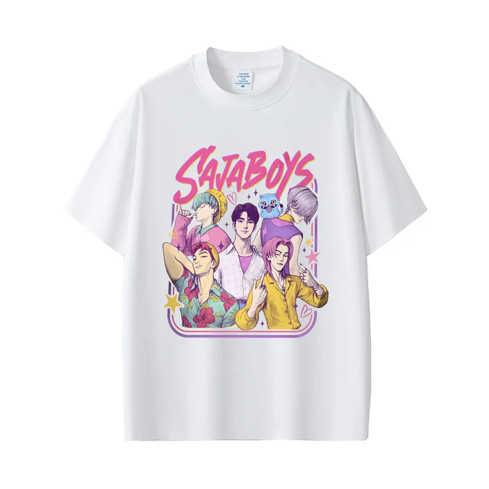 

Movie Kpop Demon Hunters Saja Boys Graphic T-shirt Men Women Fashion Oversized T Shirts Unisex Cartoon Casual Pop Fans T-shirts