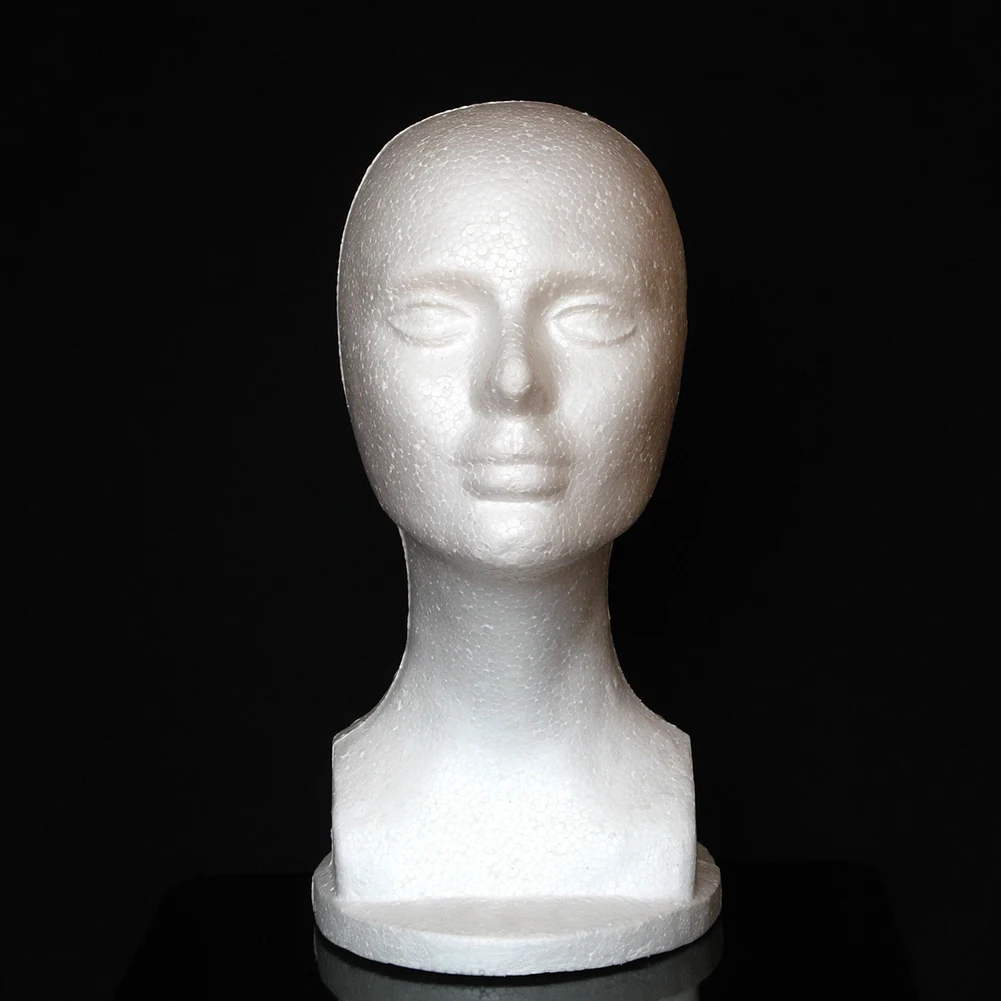 3Pcs Mannequin Head Abstract Smooth Surface Foam Female Manikin Head Model Wig Hair Jewelry Display Stand for Shop