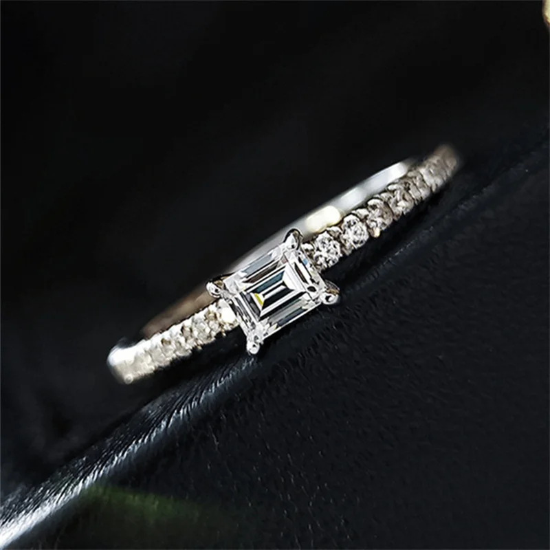 CC Slim Rings for Women Girl White Cubic Zircon Stone Small Fine Jewelry Wedding Engagement Accessories CC3271