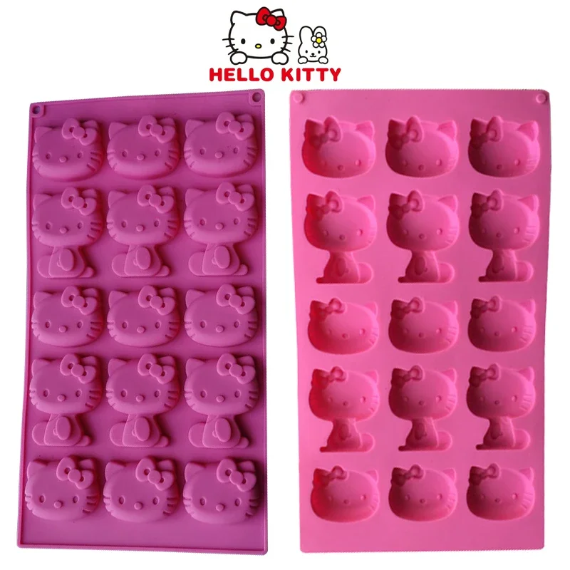 Sanurgente-Moule à gâteau en silicone Hello Kitty, moule à glaçons de dessin animé mignon, outils de cuisson faits à la main pour la cuisine, strass