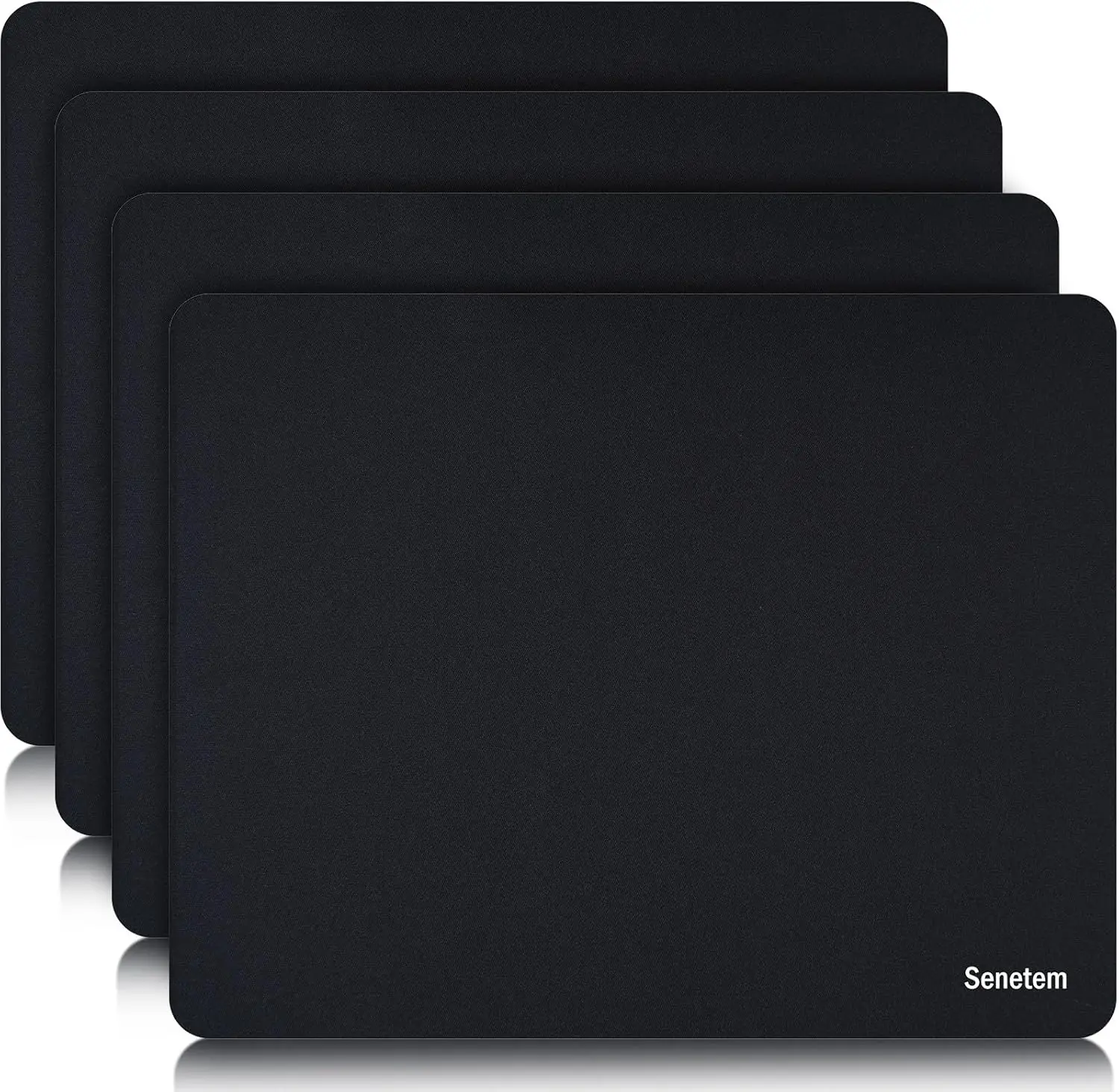 4-Pack Ultra-Smooth Gaming Mouse Pad Set, Non-Slip Rubber Base, Washable Surface for Desk & Laptop Use, 11x8.6 in Black