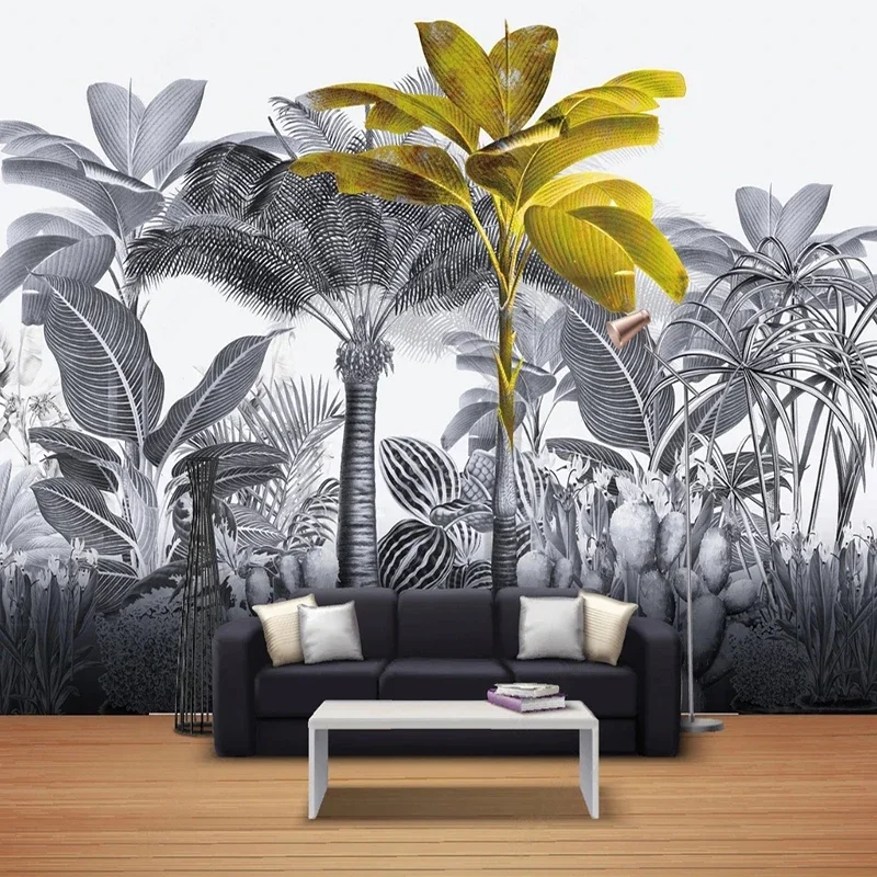 Personalizado mural papel de parede nordic pastoral planta floresta tropical pintura sala estar tv sofá quarto fundo parede 3d fresco