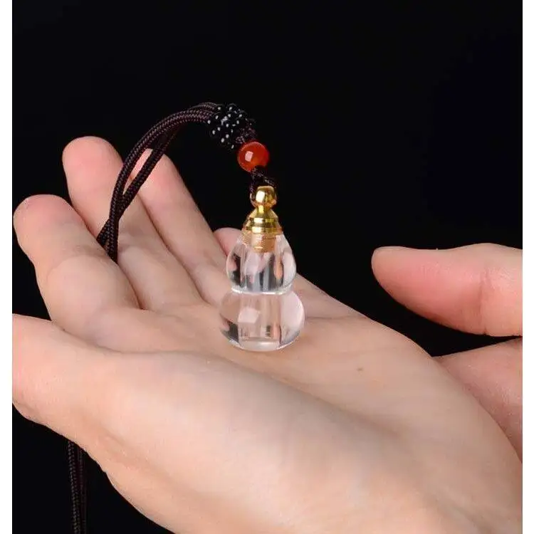 

Бутылочка для эфирных масел из чистого натурального белого хрусталя в форме тыквы, бутылочка для сари, пустая бутылочка для киновари, подвеска-талисман на удачу и богатство