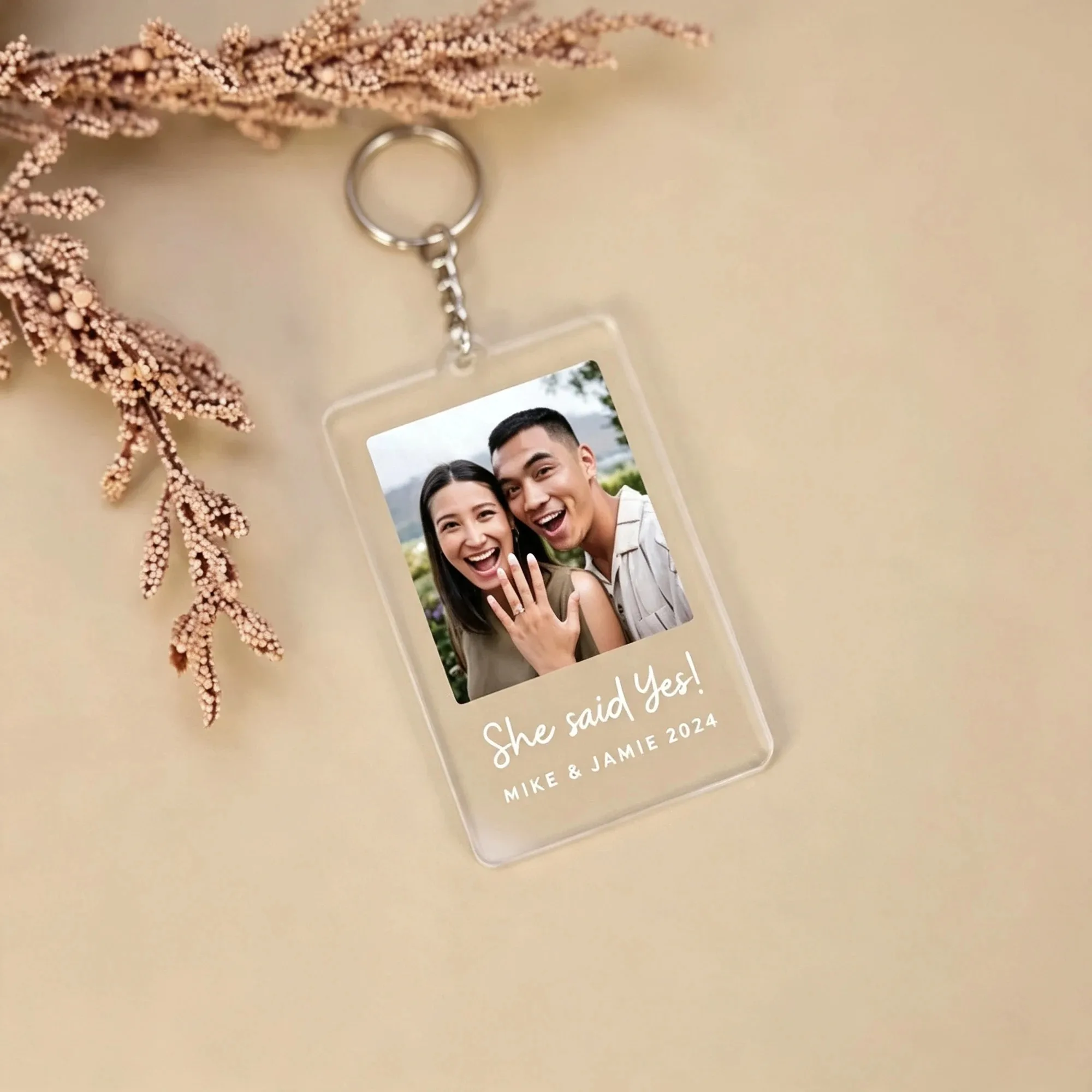 Custom Photo Acrylic Keychain, Personalized Text Key Ring