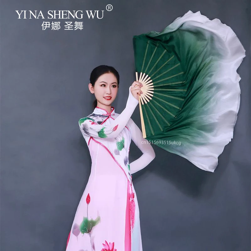 1個 グラデーションカラー ショートベリーダンスファン 31cm 竹製 折りたたみ扇子 レーヨンシルク ヤンコダンス 練習用小道具 扇子 手染め 大人 子供