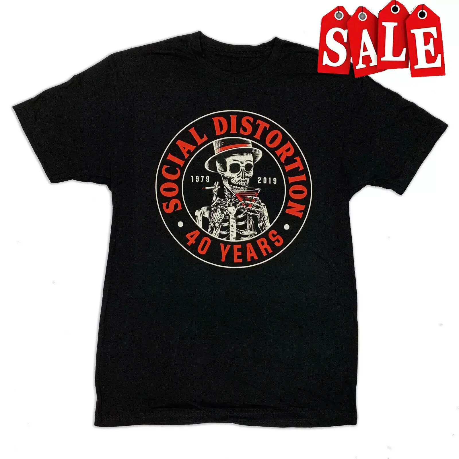 Social Distortion 40 Years Anniversary T-shirt Black Tee Size S-5XL