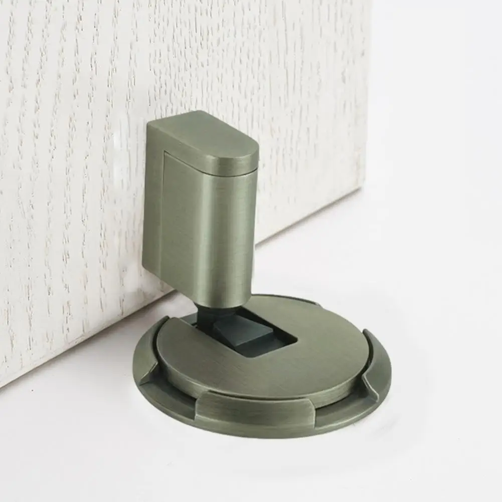 Metal Door Stop Heavy Duty Zinc Alloy Mechanical Door Stopper with Adjustable Adhesive Wall Protector for Anti-collision Floor