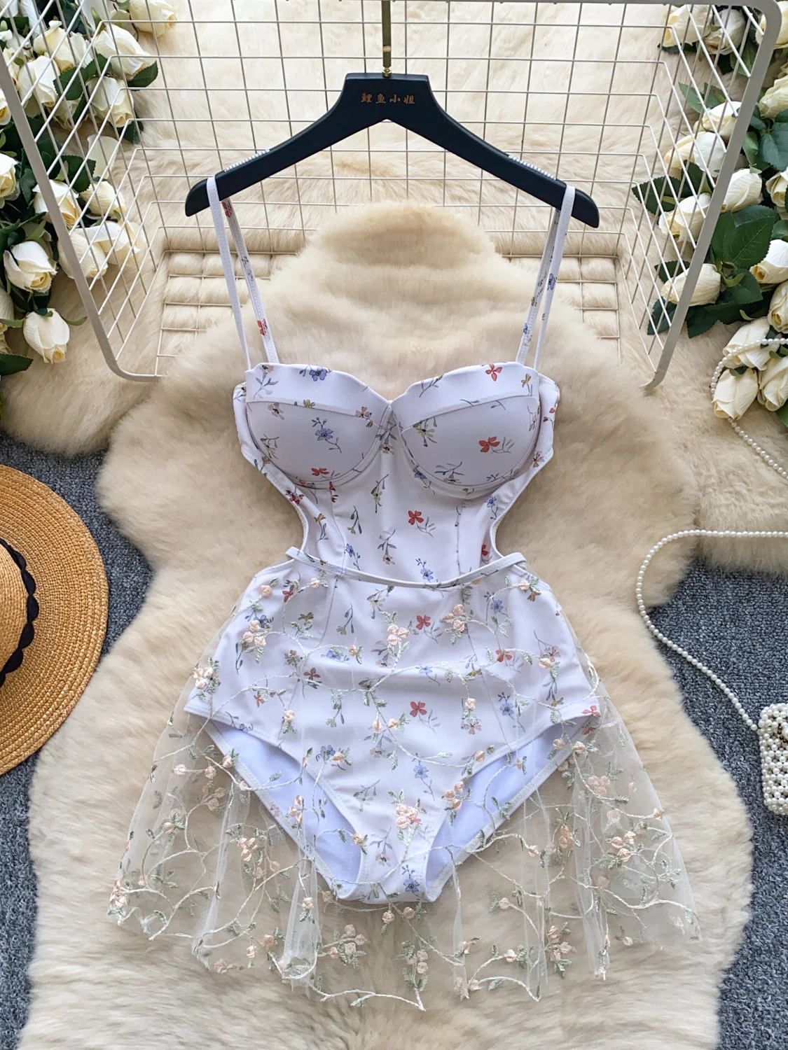 

Women's Purple Flower Print Swimwear Suit Playsuits Vintage Sexy Overall Off Shoulder Skinny Jumpsuits Rompers Coquette Clothing