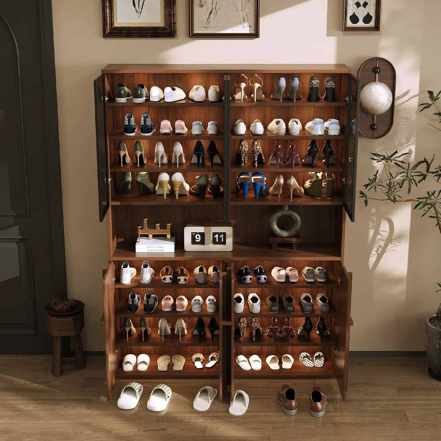 

PYJ new Chinese style medieval style household door door door corridor entrance shoe cabinet storage integrated