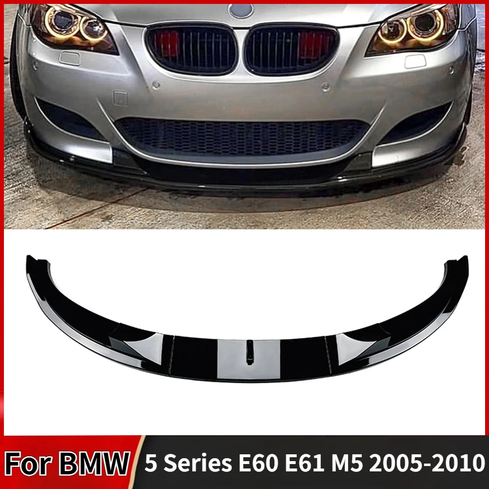 

Front Bumper Spoiler Lip Carbon Fiber Look/Gloss Black Lower Splitter Body Kit Protector For BMW 5 Series E60 E61 M5 2005-2010