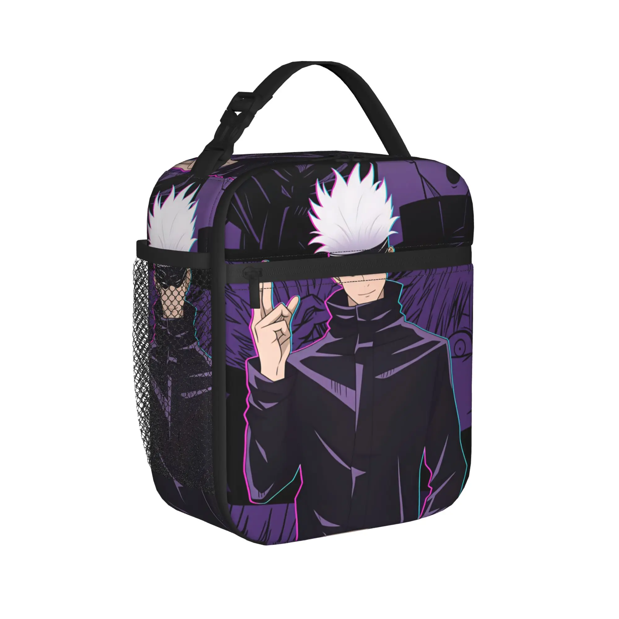 Satoru Gojo Comic Animation Lunch Bag Casual Lunch Box Travel Portable Thermal Tote Handbags For Women Oxford Cooler Bag