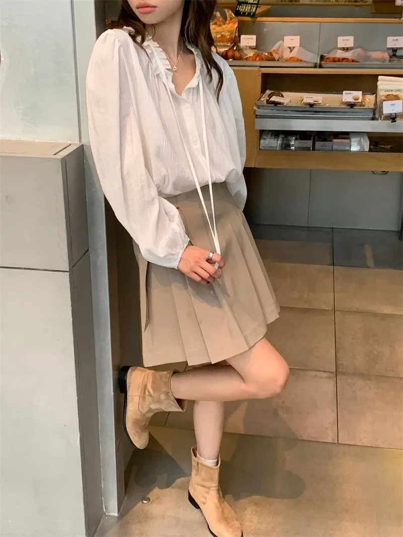 Summer Women Blouse Spring Shirt Female Woman Blouse Maxi Blusas Chiffon Casual Elegant Vintage Long Sleeve Oversize Loose White