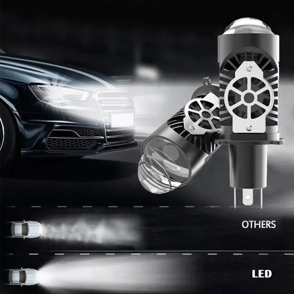 Nuova lente LED H4 Lampada Fisheye Lampadina per fari Lente universale Luce LED super luminosa Applicare per auto moto W5Y5