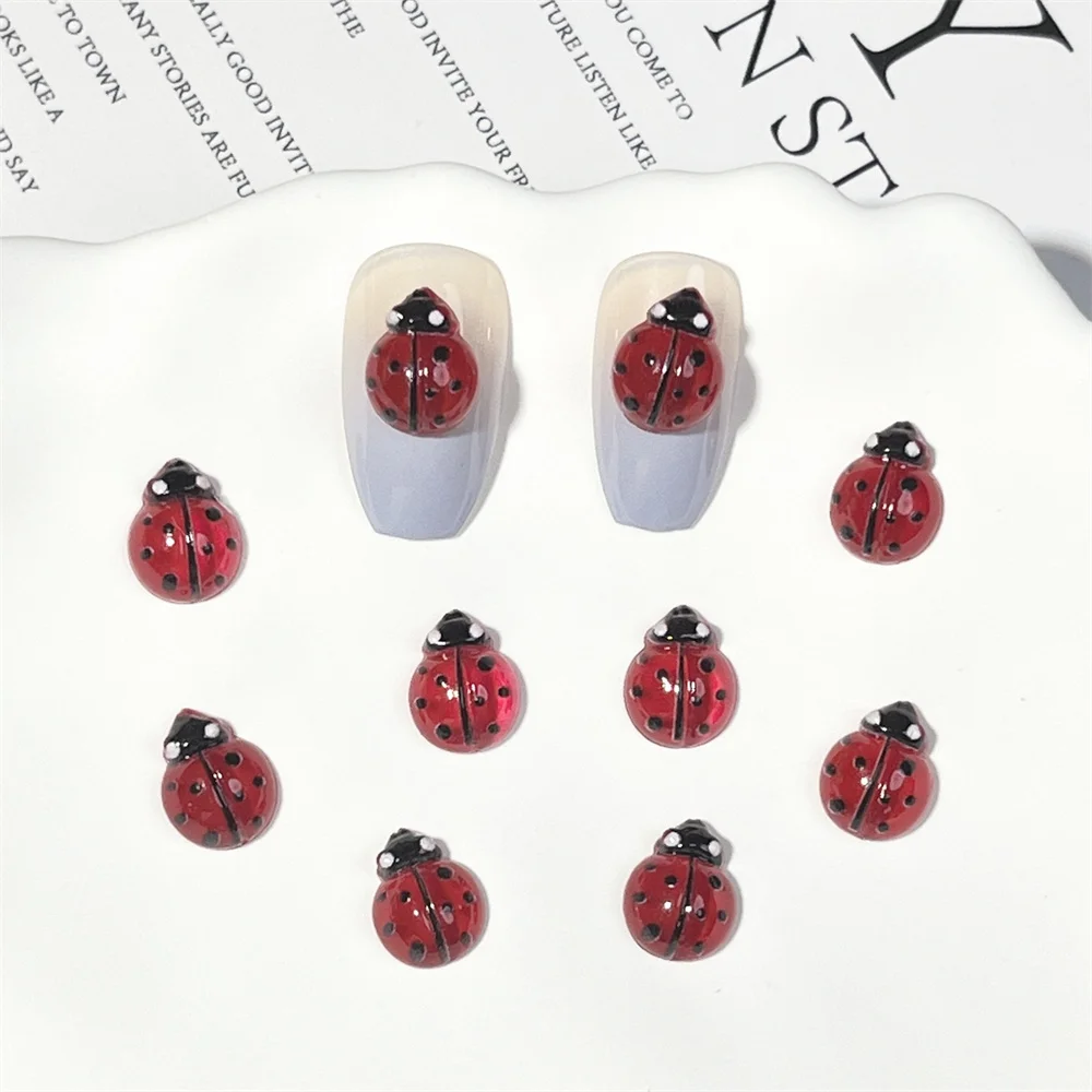 Nail Stickers Cartoon Accessories Healthy Safety Not Easy To Fade Nail Decoration Ladybug Cute Resin Uniform Color Manicure