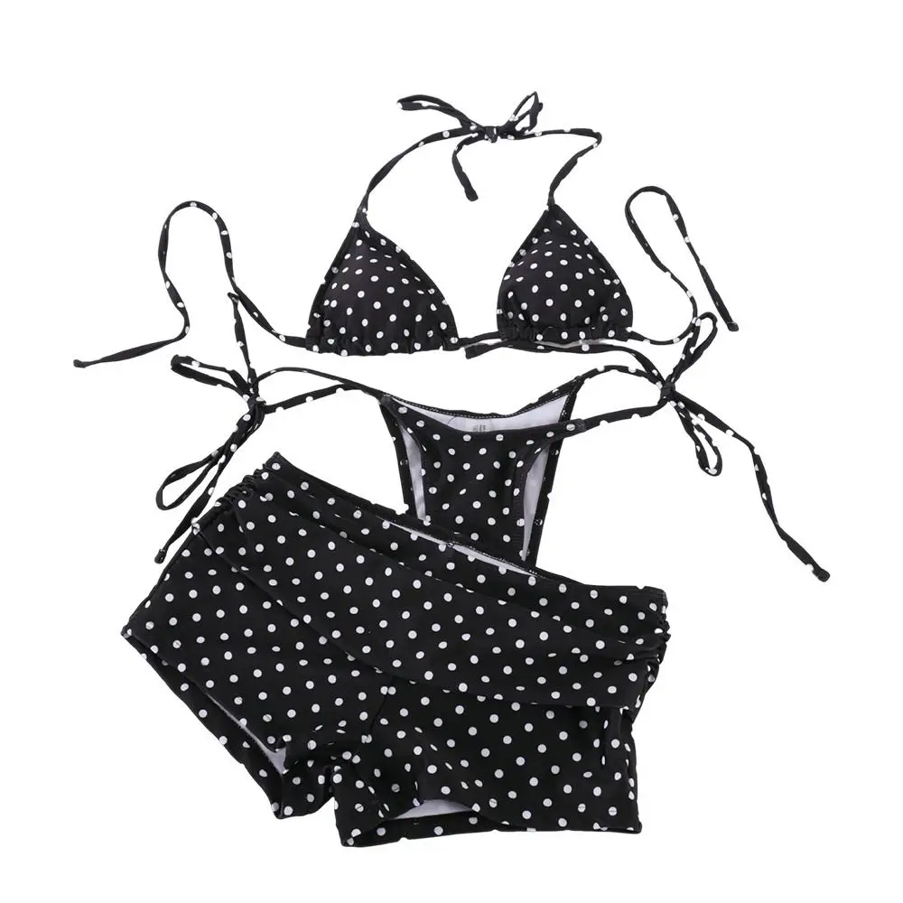 3Pcs/Set Fashion Summer Dot Bikinis Set Casual Elegant Women Swimsuit Beachwear Swimwear Beach