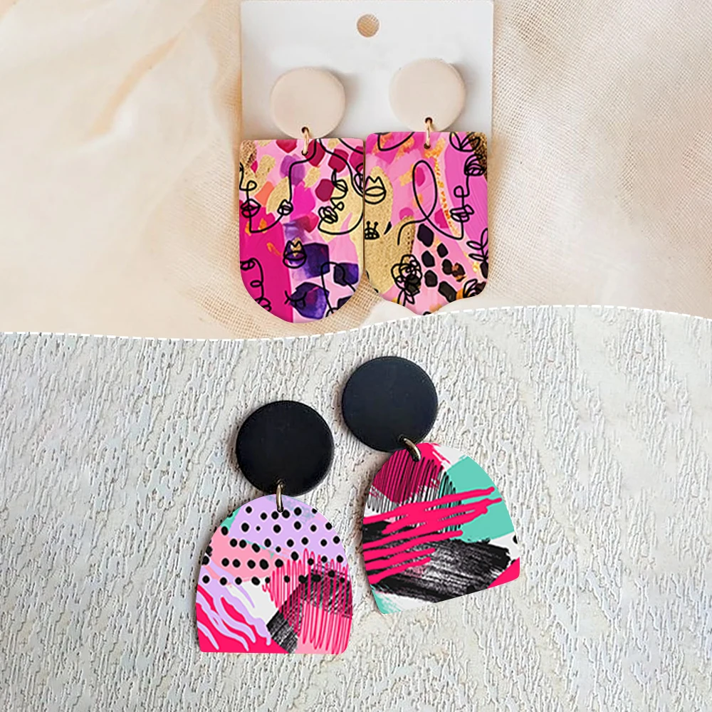 Easter Egg Spring Flower Abstract Pattern Soft Ceramic Earrings Water Transfer Paper Sticker For Jewelry Making