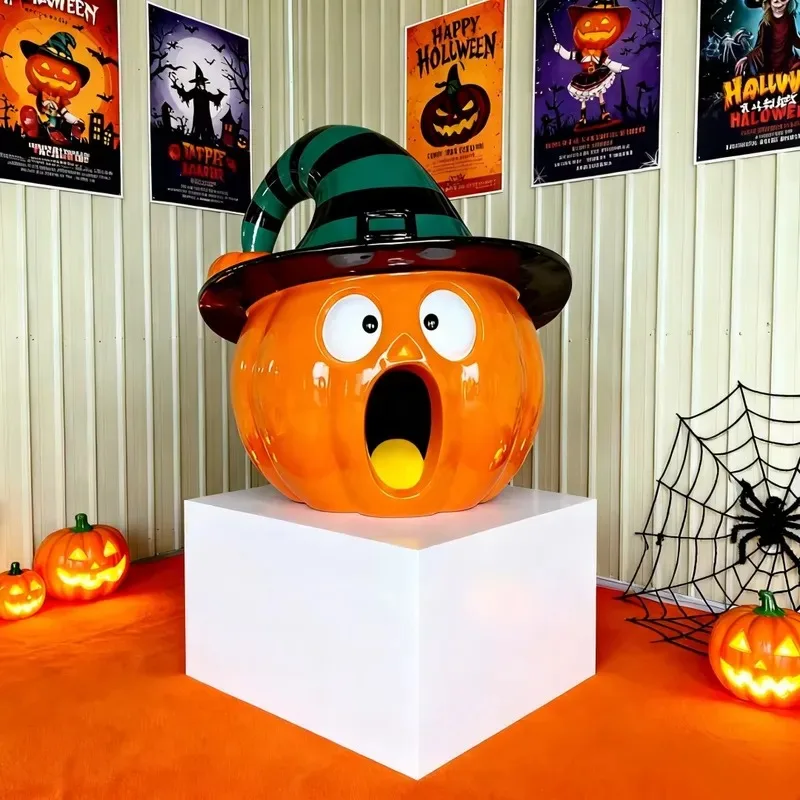 Hot Sale Custom Inflatable Plastic Pumpkin Lantern Statue Christmas Halloween Ornament