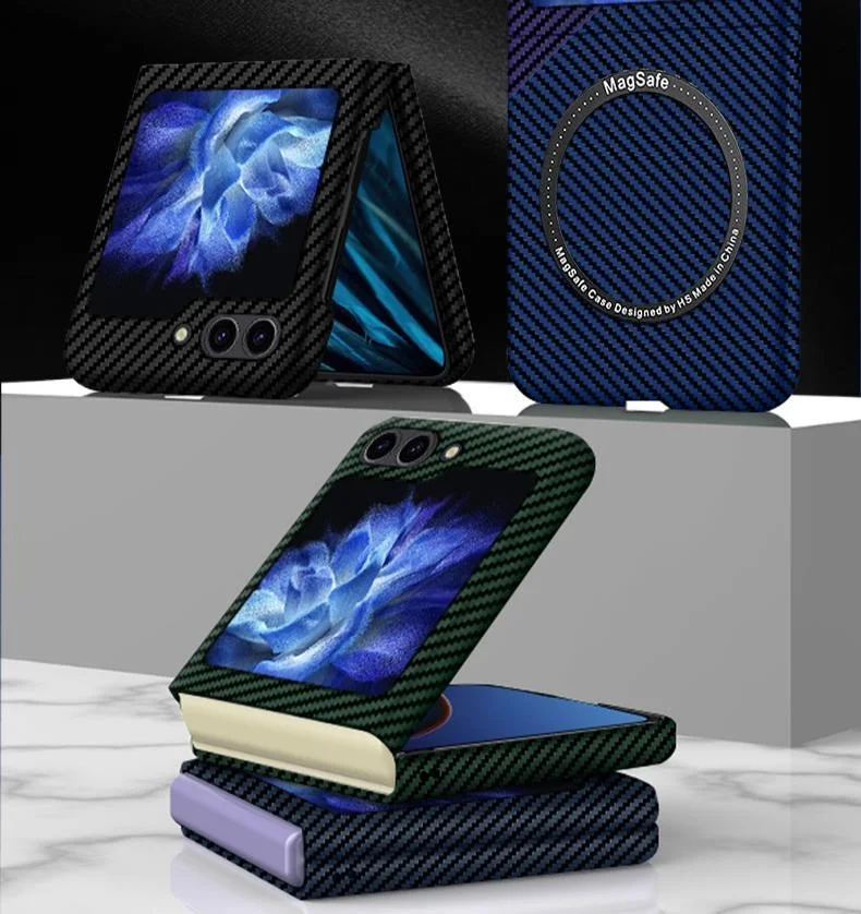 For Samsung Galaxy Z Flip 5 4 3 Case Hard carbon fiber Magnetic Wireless Charging Protective Back Cover For Samsung Z Flip5 4 3