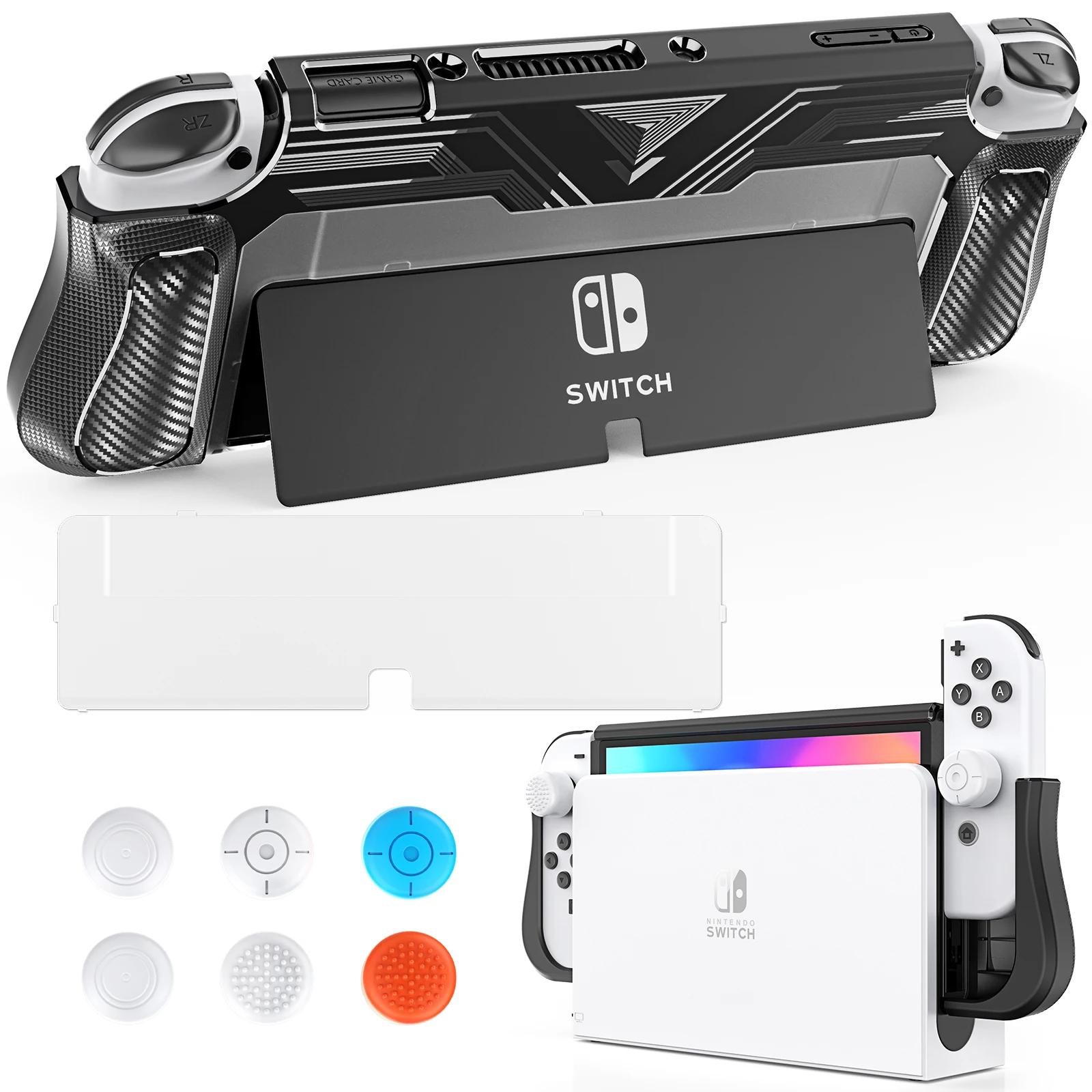 Case for Switch OLED Model, TPU & PC Protective Case Compatible with Nintendo Switch OLED  Cover Case