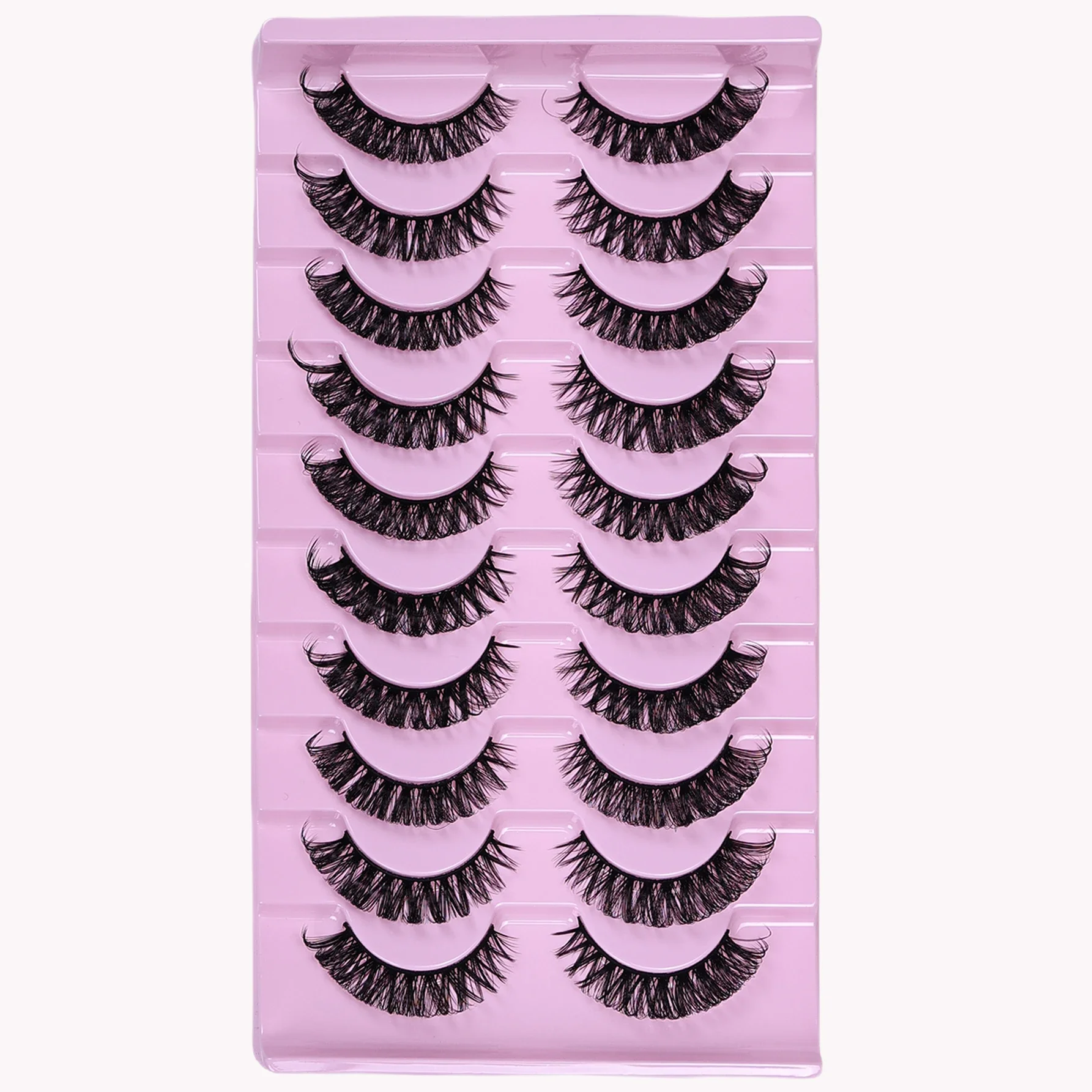 10 par D Curl Russian Strip Lashes Fluffy Volume Fałszywe rzęsy D Curl Dramatyczne kocie rzęsy Makijaż Sztuczne rzęsy