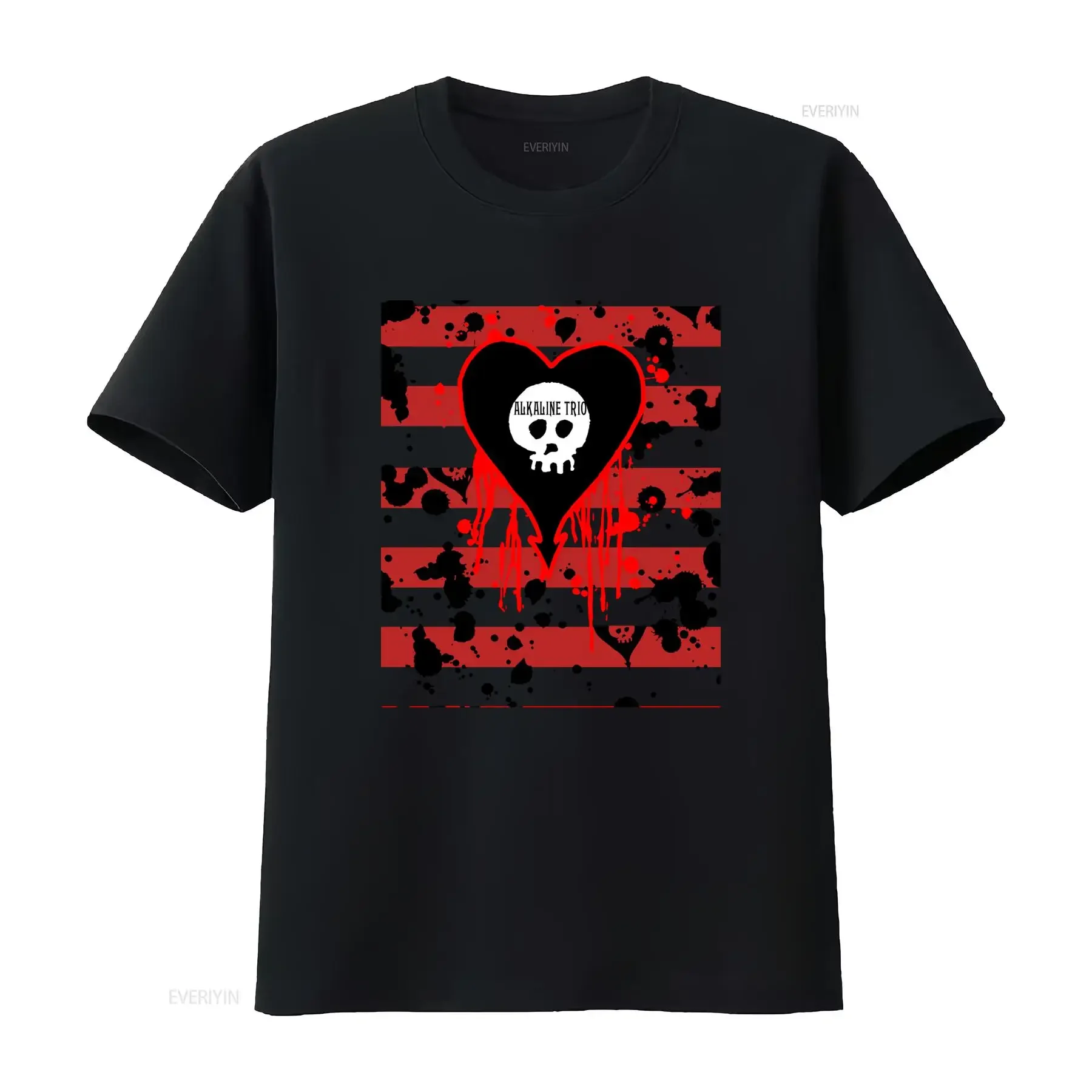 Gothic Punk Alkaline Trio Bleeding Heart Skull Print Streetwear T Shirt vintage Washed Soft homme designer clothes Unisex