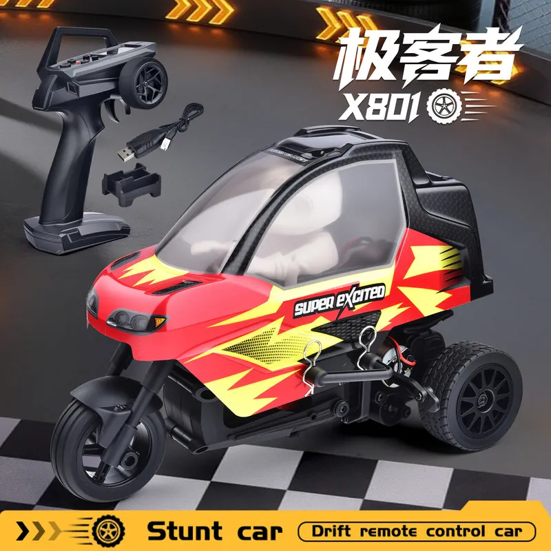 Geek X801 new product: two-wheel drive remote-controlled tricycle, remote-controlled motorcycle, high-speed cornering and drifti