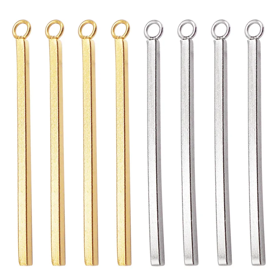 16PCS Long Stick Charms Stainless Steel Pendant For Necklace Bracelet DIY Earrings Jewelry Findings Handmade Craft